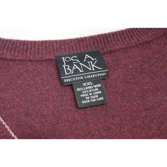 Jos A Bank V Neck Pullover Sweater Argyle Merino Wool Nylon Mens Size 2XL - Picture 7 of 8
